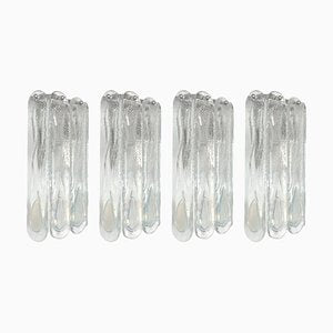 Italian Wall Sconces in Iridescent White Murano Glass from Mazzega, 1970s, Set of 4-TPE-1721128