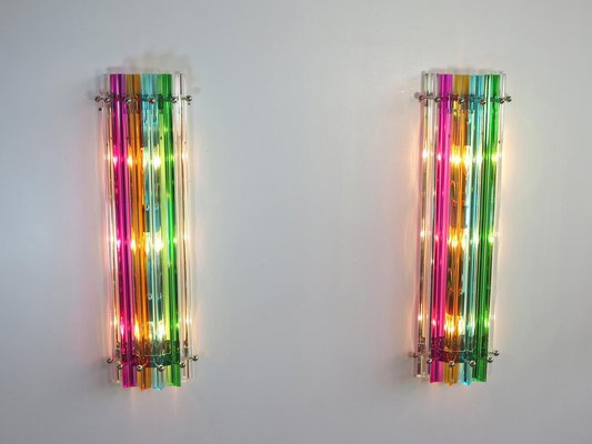 Italian Wall Sconces in Multi-Color Triedri, 1990s, Set of 4-OVO-1235311