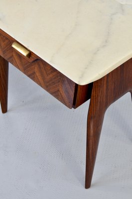 Italian Walnut and Carrara Marble Nightstands, 1960s, Set of 2-DUG-2041243