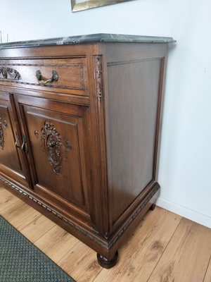 Italian Walnut, Brass & Marble Top Chest of Drawers, 1950s-EUP-1106068