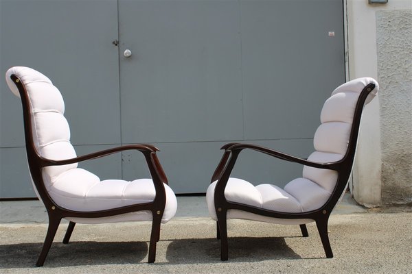 Italian Walnut Lounge Chairs from Arredamenti Corallo, 1950s, Set of 2-EH-727322