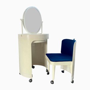 Italian White Dressing Table and Chair from Studio Kastilia, 1970s, Set of 2-PYR-1716547