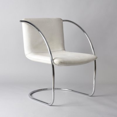 Italian White Leather and Steel Lens Chair by Giovanni Offredi for Saporiti, 1968-JDR-1193031