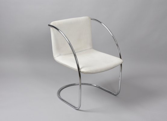 Italian White Leather and Steel Lens Chair by Giovanni Offredi for Saporiti, 1968-JDR-1193031