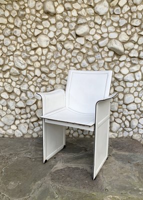 Italian White Leather Armchair by Tito Agnoli for Matteo Grassi, 1970s-ZM-1306276