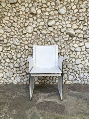 Italian White Leather Armchair by Tito Agnoli for Matteo Grassi, 1970s-ZM-1306276