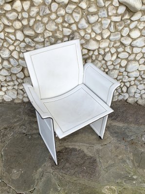 Italian White Leather Armchair by Tito Agnoli for Matteo Grassi, 1970s-ZM-1306276