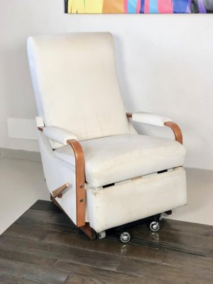 Italian White Leather La-Z-Boy Rocking Armchair by Pizzetti Roma, 1960s-LYQ-1171601