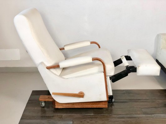 Italian White Leather La-Z-Boy Rocking Armchair by Pizzetti Roma, 1960s-LYQ-1171601