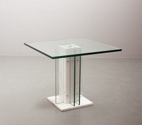 Italian White Marble Square Side Table with Lighting Option, Italy, 1970s-IXC-1429061