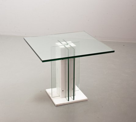 Italian White Marble Square Side Table with Lighting Option, Italy, 1970s-IXC-1429061