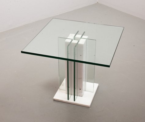 Italian White Marble Square Side Table with Lighting Option, Italy, 1970s-IXC-1429061