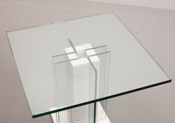 Italian White Marble Square Side Table with Lighting Option, Italy, 1970s-IXC-1429061