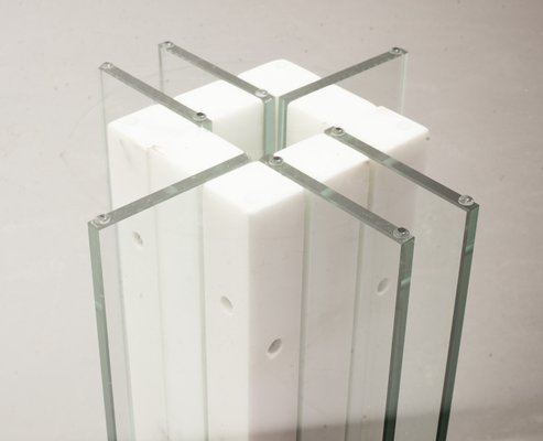 Italian White Marble Square Side Table with Lighting Option, Italy, 1970s-IXC-1429061