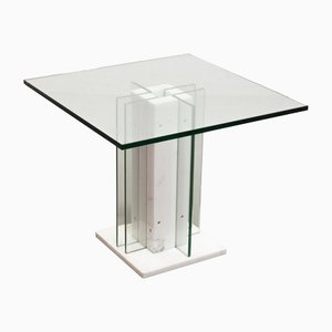 Italian White Marble Square Side Table with Lighting Option, Italy, 1970s-IXC-1429061