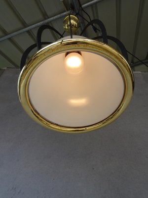 Italian White Opaline Glass Cage Ceiling Lamp, 1950s-AWL-1289279