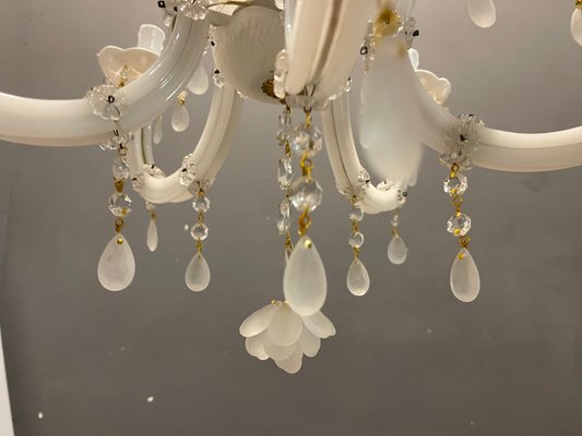 Italian White Opaline Glass Chandelier-JJC-1175156