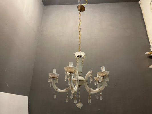 Italian White Opaline Glass Chandelier-JJC-1175156