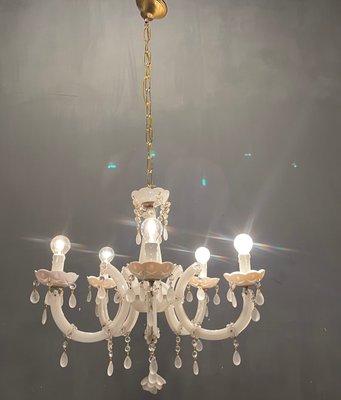 Italian White Opaline Glass Chandelier-JJC-1175156