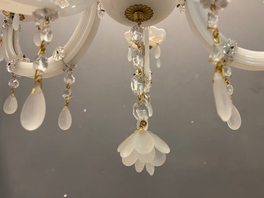 Italian White Opaline Glass Chandelier-JJC-1175156