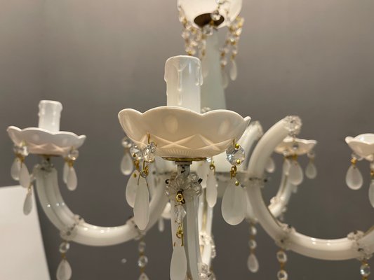 Italian White Opaline Glass Chandelier-JJC-1175156