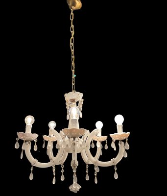 Italian White Opaline Glass Chandelier-JJC-1175156