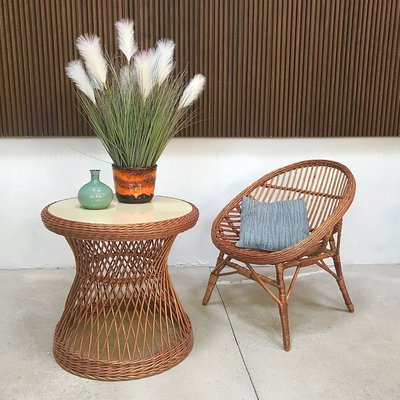 Italian Wicker Rattan Lounge Chair, 1950s-JP-762312