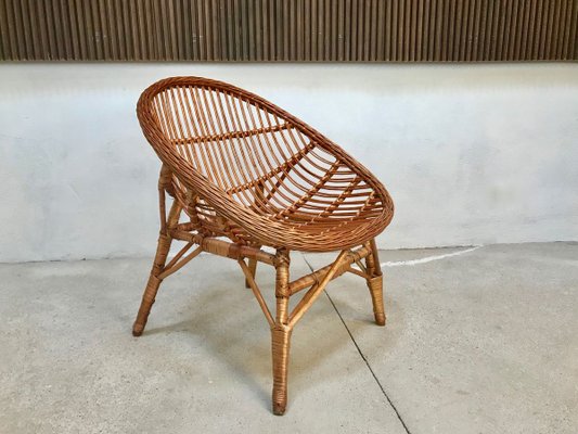 Italian Wicker Rattan Lounge Chair, 1950s-JP-762312