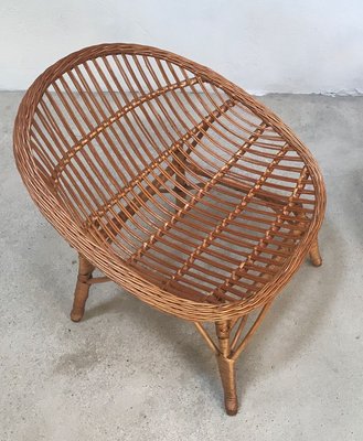 Italian Wicker Rattan Lounge Chair, 1950s-JP-762312