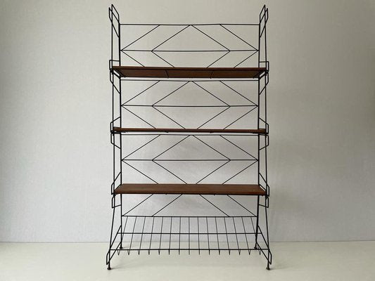 Italian Wire Structured Self-Standing Shelf Unit with 3 Shelves and 1 Magazine Rack, Italy, 1960s-RDS-1739487