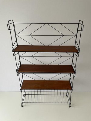 Italian Wire Structured Self-Standing Shelf Unit with 3 Shelves and 1 Magazine Rack, Italy, 1960s-RDS-1739487