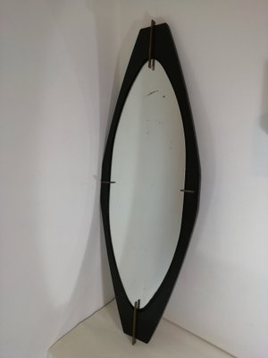 Italian Wood and Brass Mirror by Santambrogio and De Berti, 1950s-HNE-1154018