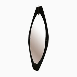 Italian Wood and Brass Mirror by Santambrogio and De Berti, 1950s-HNE-1154018