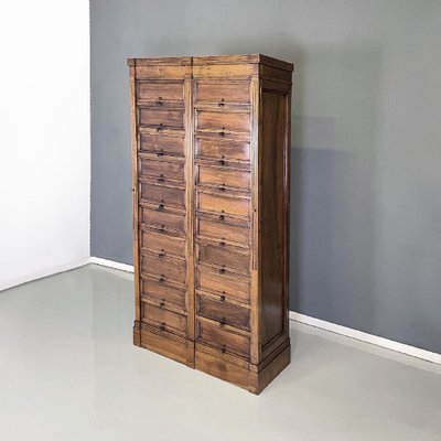 Italian Wood and Brass Office Archive Dresser with 20 Drawers, 1940s-GDD-1757583