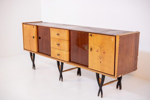 Italian Wood and Brass Sideboard by Paolo Buffa-RCE-1099547