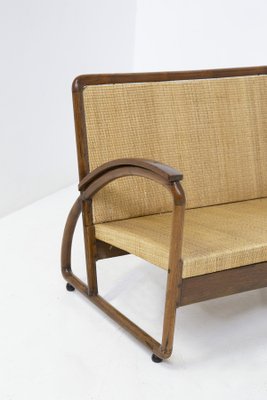 Italian Wood and Rattan Rationalist Loveseat, 1920s-RCE-1412076