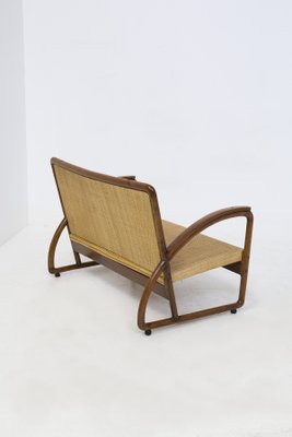 Italian Wood and Rattan Rationalist Loveseat, 1920s-RCE-1412076