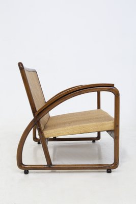 Italian Wood and Rattan Rationalist Loveseat, 1920s-RCE-1412076