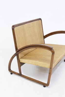 Italian Wood and Rattan Rationalist Loveseat, 1920s-RCE-1412076