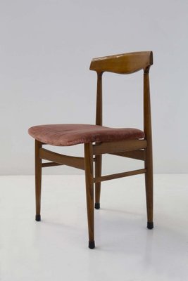 Italian Wood and Velvet Chairs, 1950s, Set of 5-RCE-1733920