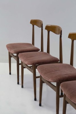 Italian Wood and Velvet Chairs, 1950s, Set of 5-RCE-1733920