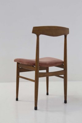 Italian Wood and Velvet Chairs, 1950s, Set of 5-RCE-1733920