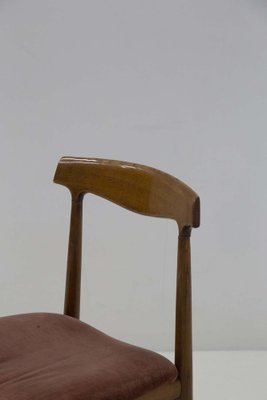 Italian Wood and Velvet Chairs, 1950s, Set of 5-RCE-1733920