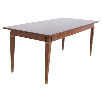 Italian Wood Brass and Smoked Glass Dining Table in the Style of Paolo Buffa-RCE-1099415