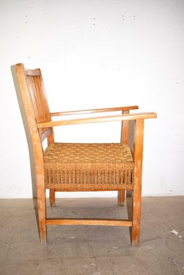 Italian Wood & Cord Lounge Chairs, 1940s, Set of 2-AOL-861439