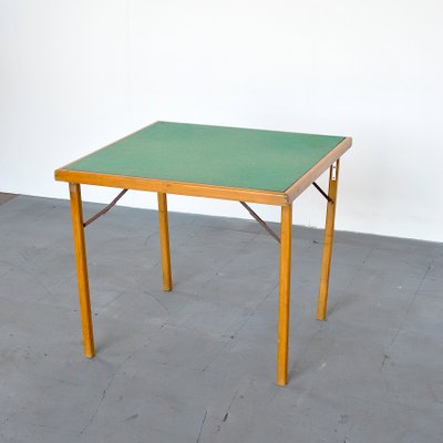 Italian Wood & Fabric Game Table, 1960s-JQO-872601