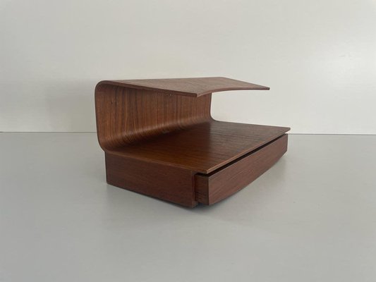 Italian Wood Floating Shelf with Drawer, Italy, 1960s-RDS-1721379