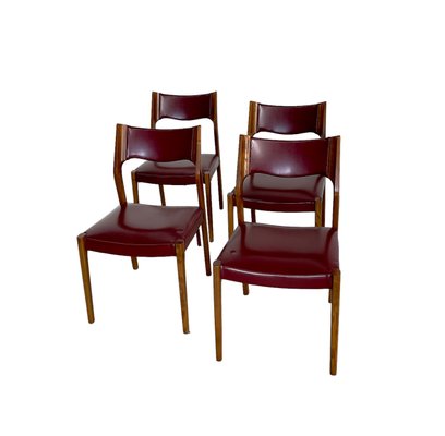 Italian Wood & Skai Dining Chairs, 1950s, Set of 4-IEW-1789300