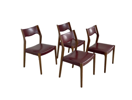 Italian Wood & Skai Dining Chairs, 1950s, Set of 4-IEW-1789300