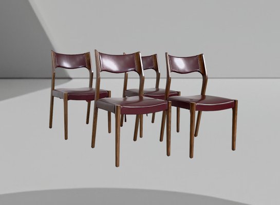 Italian Wood & Skai Dining Chairs, 1950s, Set of 4-IEW-1789300